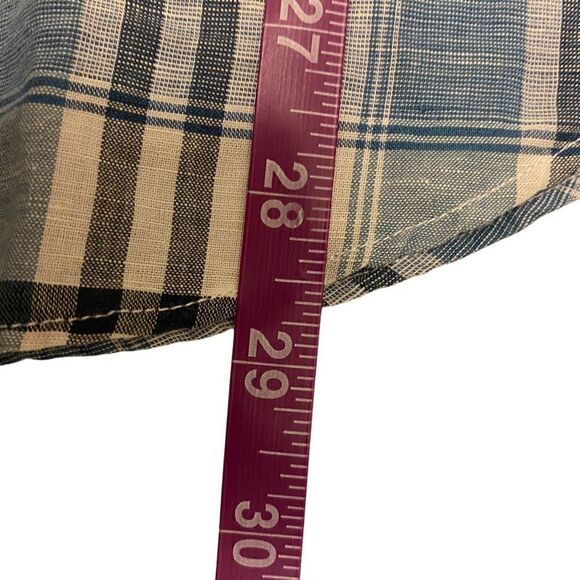 J. Crew Irish Linen Long Sleeve Blue Plaid Button Down Shirt - Picture 10 of 10